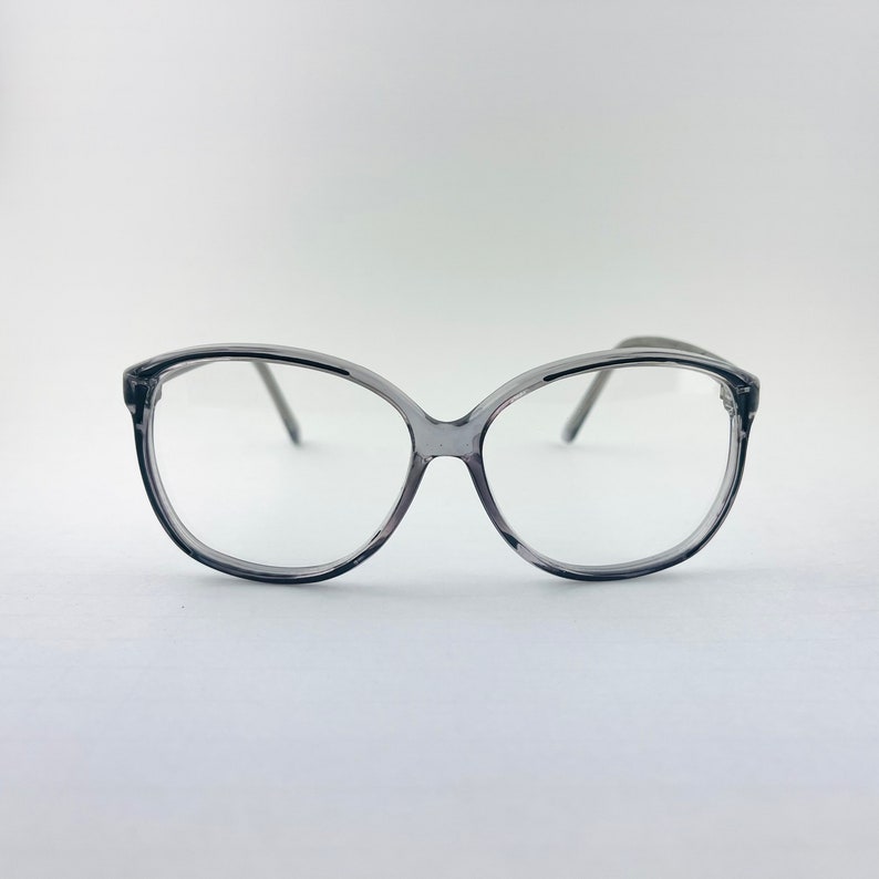 True Vintage 80s 90s Oversized Transparent Grey Clear lens Glasses Boho image 3