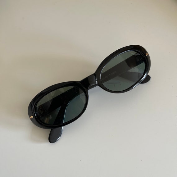 True Vintage 90s Circular Black Oval Sunglasses w… - image 7