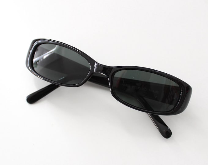 Authentic Vintage 90s Slim Black Rectangle Sunglasses