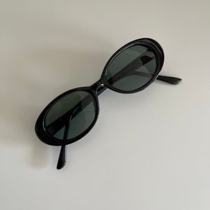 Authenitc Vintage 90s Slim Black Oval Sunglasses Deadstock sunglasses image 8