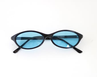 Vintage 90s Oval Sunglasses: Blue Lens, Deadstock Frames