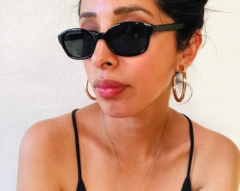 Vintage 90s Mini Black Square Sunglasses