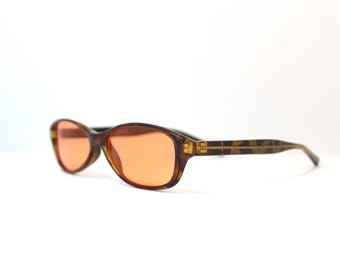 Authentic 90s Tortoise Oval Sunglasses with Orange Lenses