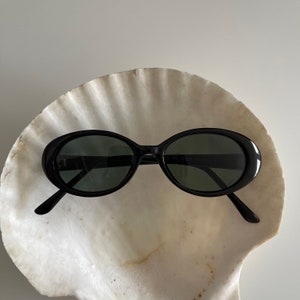 Authenitc Vintage 90s Slim Black Oval Sunglasses Deadstock sunglasses image 9