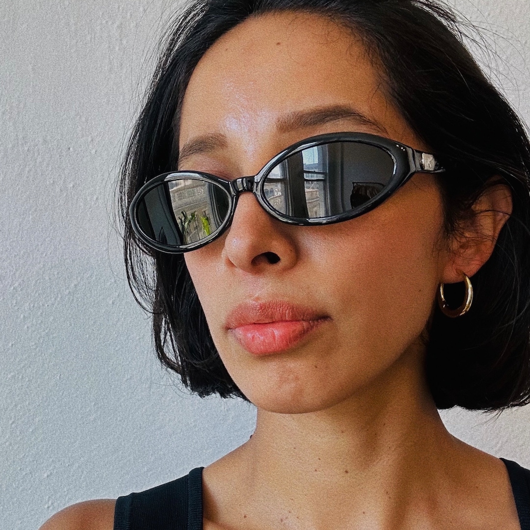 Authentic Vintage 90s Slim Black Oval Sunglasses Etsy