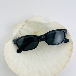 Authentic Vintage 90s Slim Black Cat Eye Sunglasses