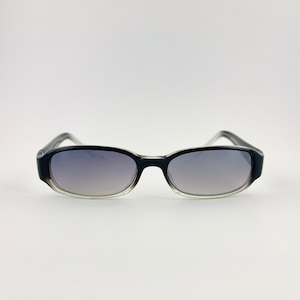 Authentic Y2k Rectangle Transparent Black Sunglasses with Mirror Lens