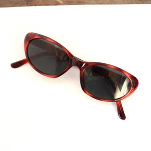 Vintage 90s Tortoise Red Cat Eye Sunglasses
