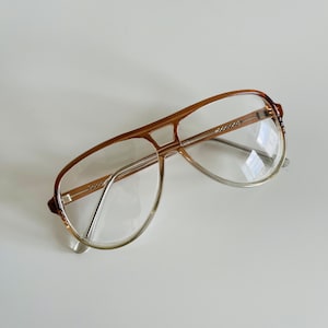 Echte Vintage Pilot Aviator Transparent Braun Klare Linse Brille