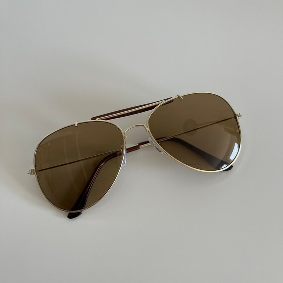 Vintage 90s Gold Wire Aviator Sunglasses With Brown Lens - Etsy display picture 2