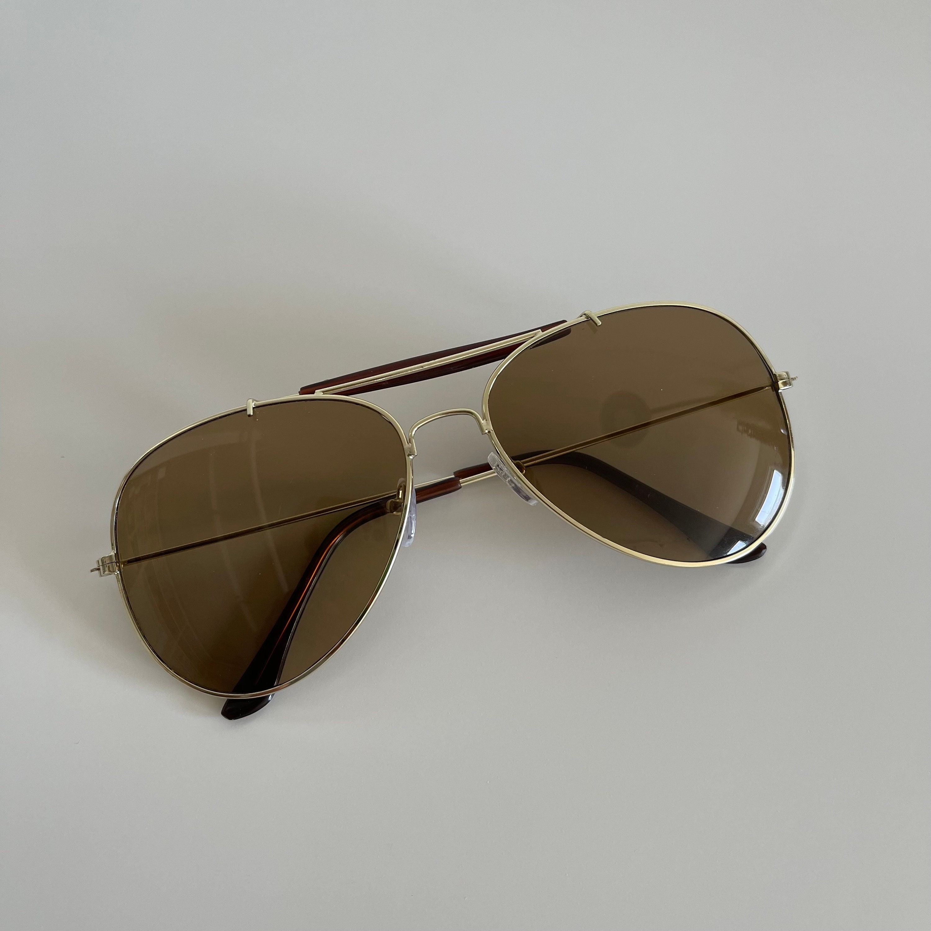 Vintage 90s Gold Wire Aviator Sunglasses With Brown Lens - Etsy