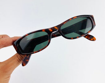 Authentic Vintage 90s Slim Tortoise Shell Rectangle Sunglasses