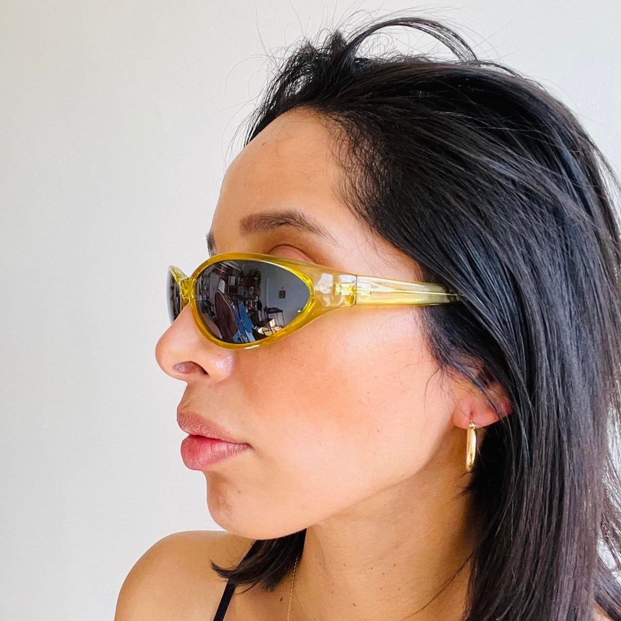 Authentic 90s Vintage Transparent Yellow Oval Sunglasses - Etsy