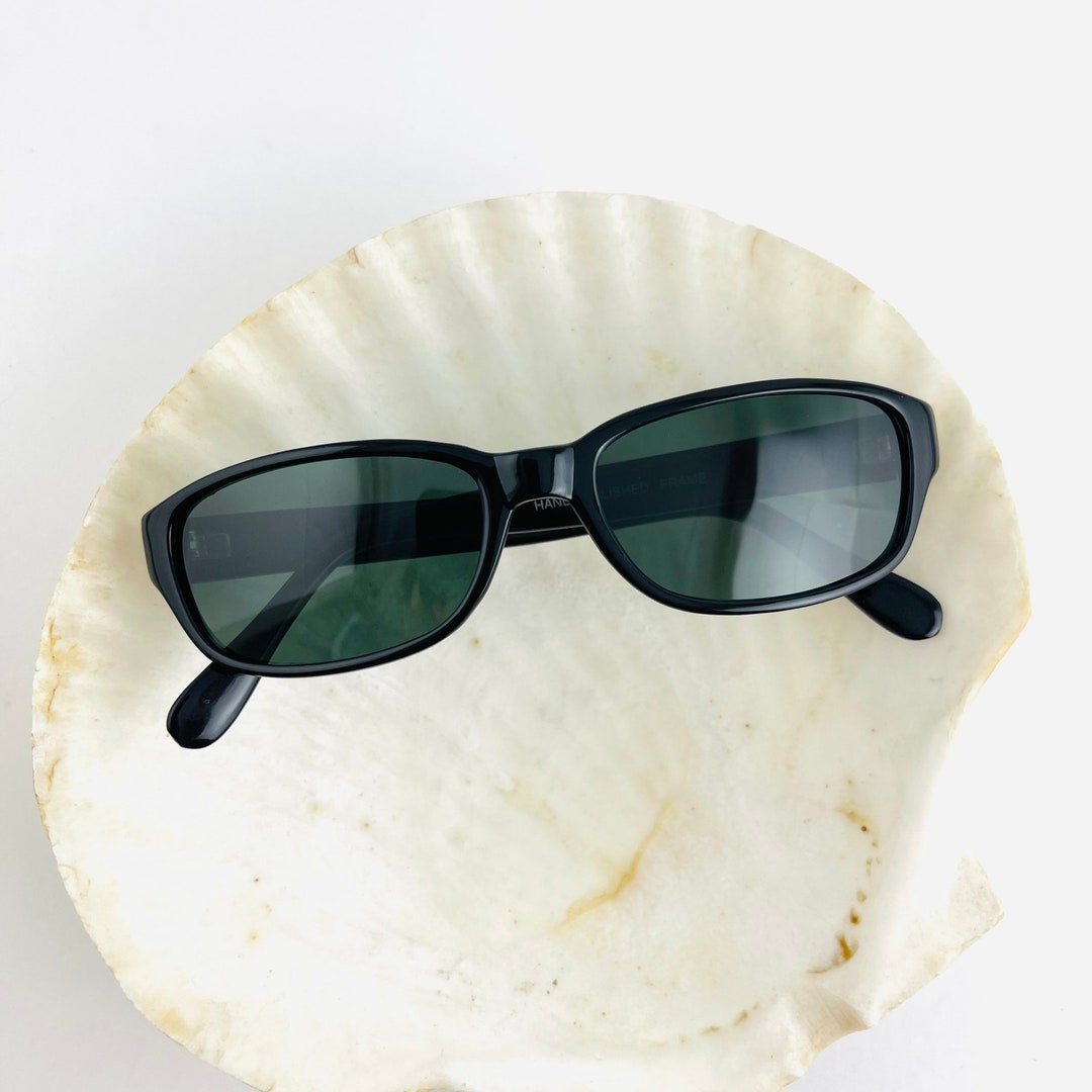 True Vintage 90s Slim Black Rectangle Sunglasses - Etsy