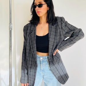Vintage 90s Womens Minimal Wool Blend Blazer Jacket