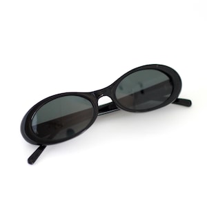 Authentic Vintage 90s Slim Black Oval Sunglasses