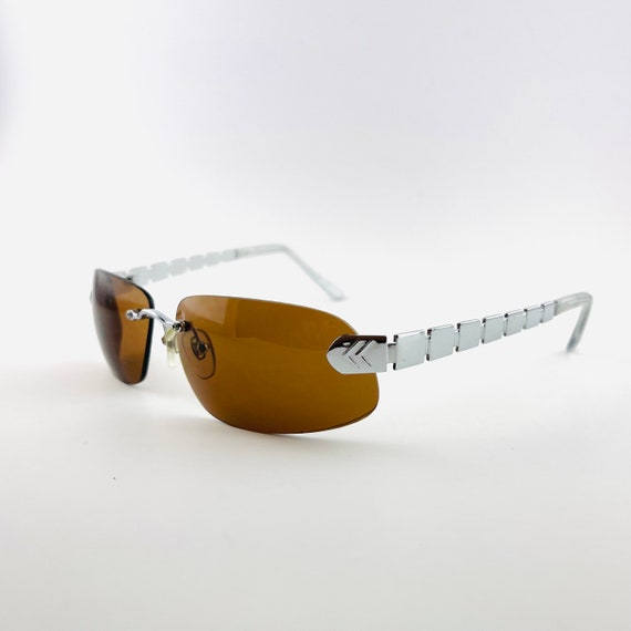 Authentic Y2k Brown Transparent Wire Sunglasses |… - image 1