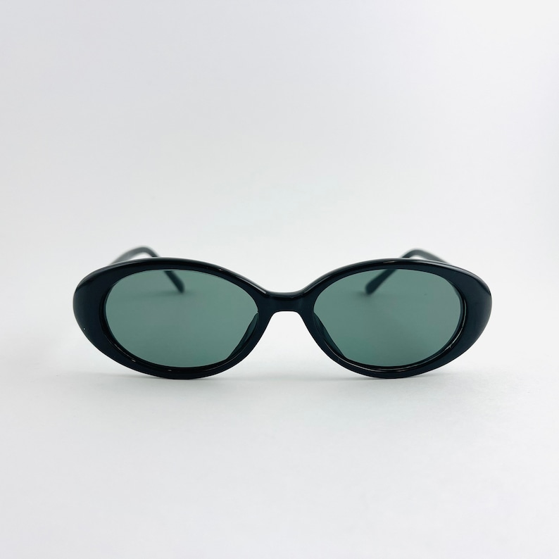 Authenitc Vintage 90s Slim Black Oval Sunglasses Deadstock Etsy