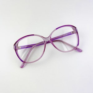 True Vintage 80s 90s Oversized Transparent Purple Clear Lens Glasses
