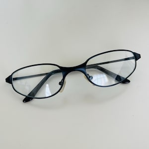 Vintage 2000s Black Metal Wraparound Clear Lens Glasses
