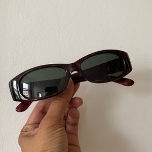Vintage 90s Slim Tortoise Shell Rectangle Sunglasses