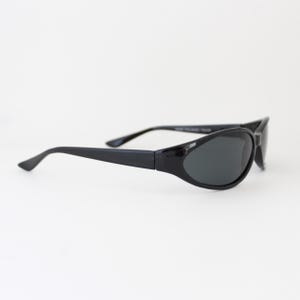 Vintage 90s Black Wraparound Oval Sunglasses