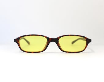 Authentic Vintage 90s Tortoise Rectangle Yellow Sunglasses