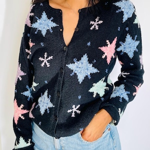 Vintage Emrbroidred Floral Cardigan 90s Womens Cardigan Top