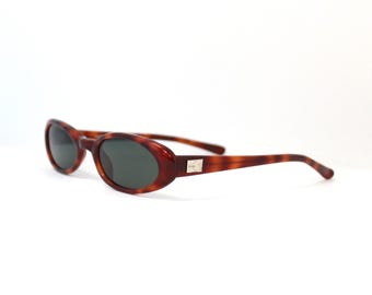 Authentic Vintage 90s Slim Tortoise Oval Sunglasses