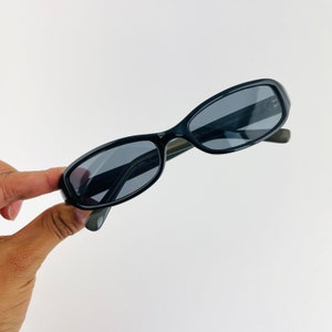 True Vintage 90s Slim Rectangle Oval Sunglasses with grey transparent lens