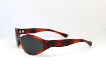 Authentic Vintage 90s Red Tortoise Rectangle Oval Sunglasses