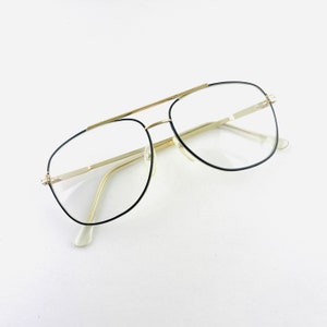 Authentic Vintage 90s Gold Wire Aviator Clear Lens Glasses