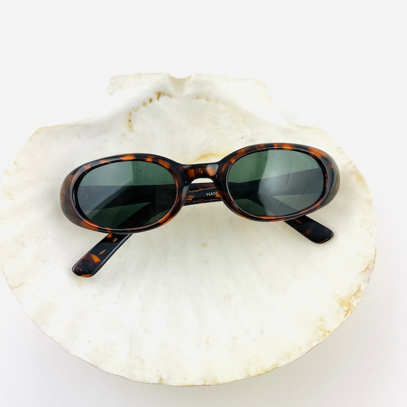 Authentic Vintage 90s Slim Tortoise Shell Oval Sunglasses image 2