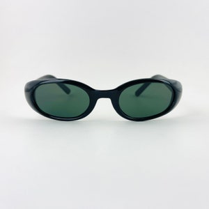 Authentic Vintage 90s Slim Black Oval Sunglasses image 4