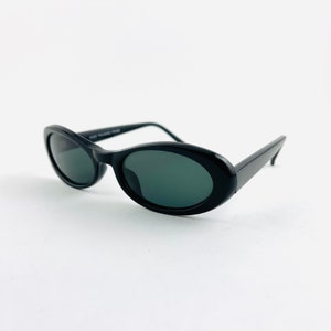 Authentic Vintage 90s Slim Black Oval Sunglasses image 5