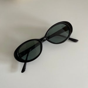 Authenitc Vintage 90s Slim Black Oval Sunglasses Deadstock sunglasses image 2