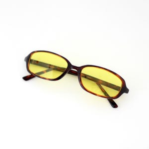 Authentic Vintage 90s Tortoise Rectangle Yellow Sunglasses
