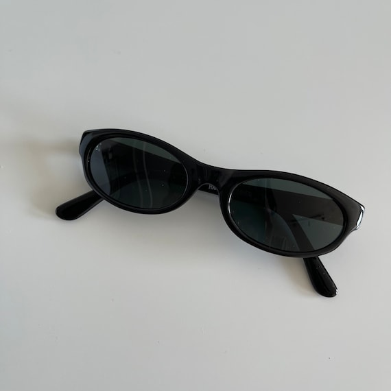 Autenticas gafas de sol ovaladas negras delgadas vintage de los anos 90 Etsy Mexico