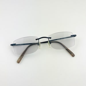 Vintage 90s Transparent Grey Rimless Reading Glasses +2.75