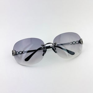 Authentic Y2k Oversized Grey Rimless Sunglasses