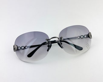 Authentic Y2k Oversized Grey Rimless Sunglasses