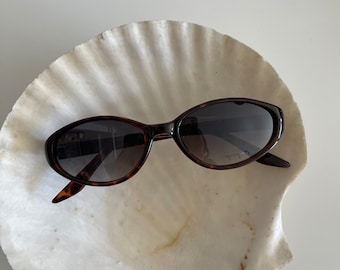 Authentic Vintage 90s Mini Tortoise Shell Oval Sunglasses