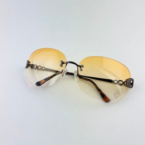 Authentic Y2k Oversized Orange Rimless Diamond Rhinestone Sunglasses