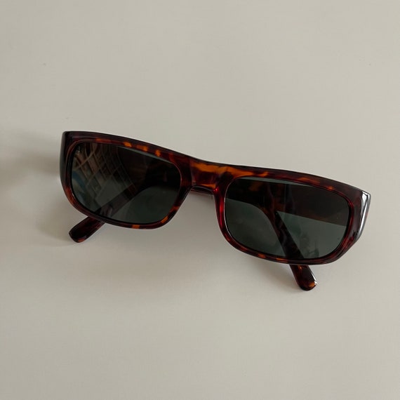 Authentic Vintage 90s Tortoise Rectangle Sunglass… - image 1