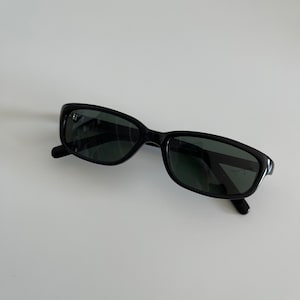 Authentic Vintage 90s Slim Black Rectangle Sunglasses