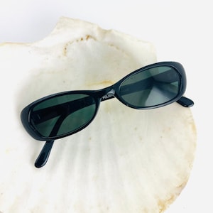 Authentic Vintage 90s Slim Black Oval Sunglasses I Deadstock Sunglasses