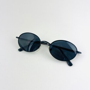 Authentic Vintage Mini Black Metal Frame Oval Sunglasses