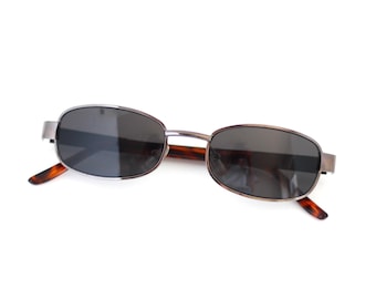 Authentic Vintage Grey Metal Rectangle Sunglasses