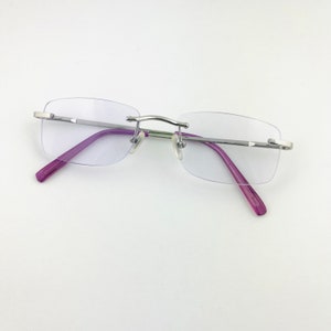 Vintage 90s Transparent Purple Rimless Reading Glasses +2.25