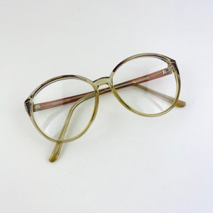 True Vintage 80s 90s Oversized Transparent Brown Clear lens Glasses Boho